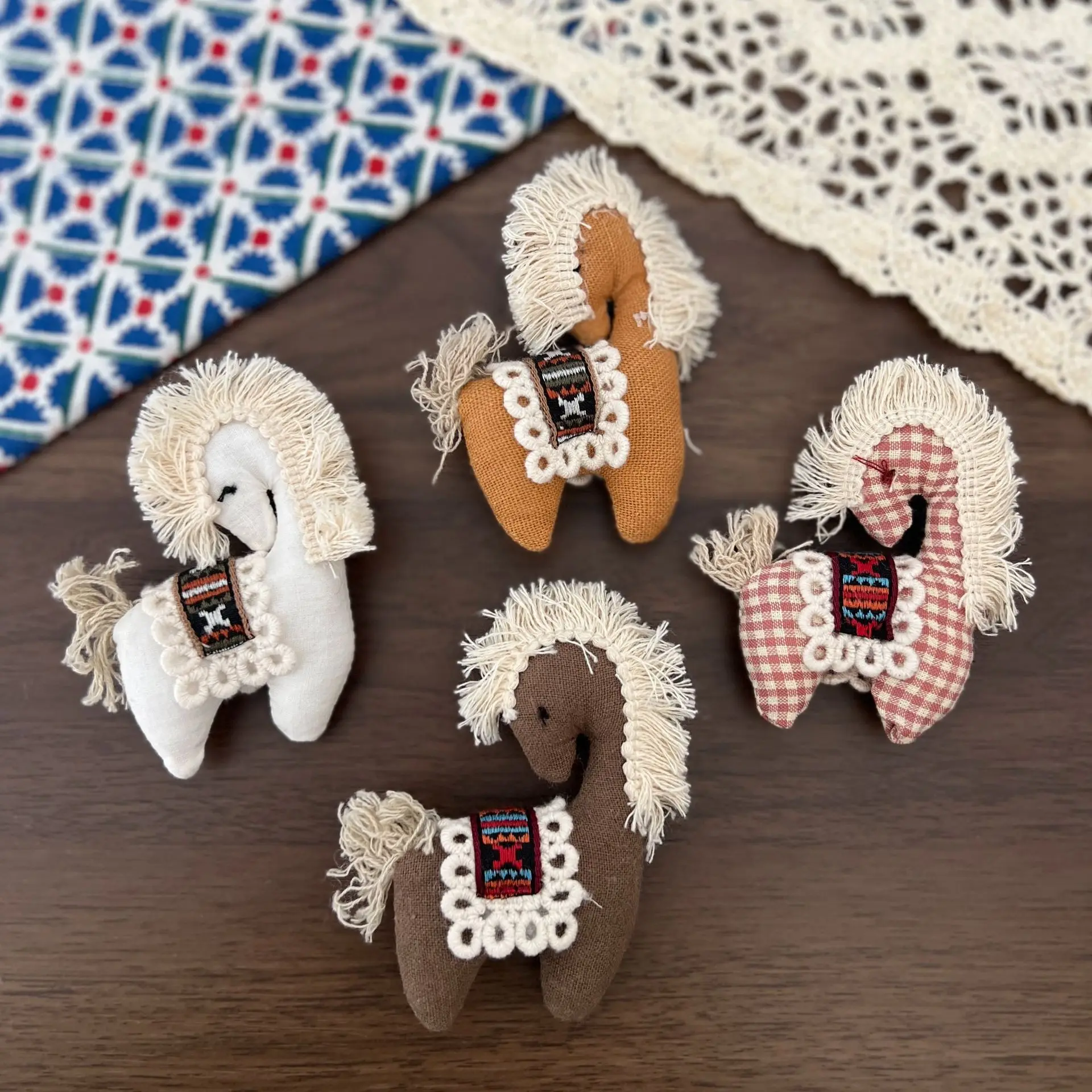 Brooch Pin DIY Accessory Fortune Horse Plush Doll Cotton Filled Supply for Children Scarf Decor Fall Winter Mini Lightweight