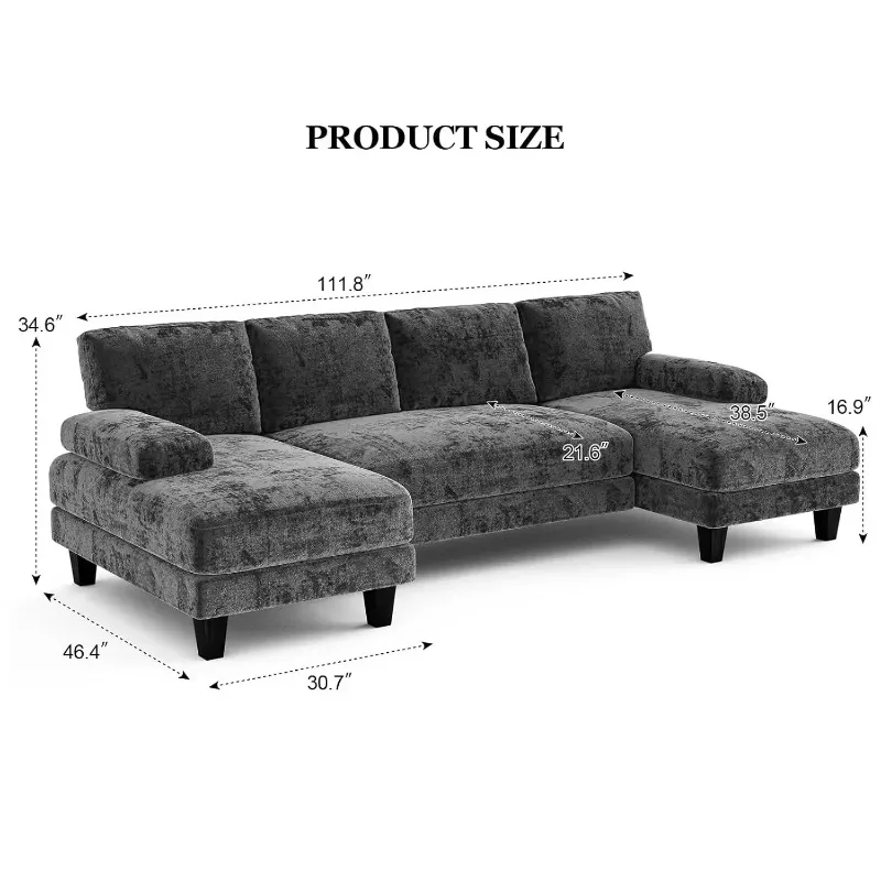 U Shaped Modular Sectional Sofa Double Chaise Large Lounge Couch Custom For Living Room Home Furniture