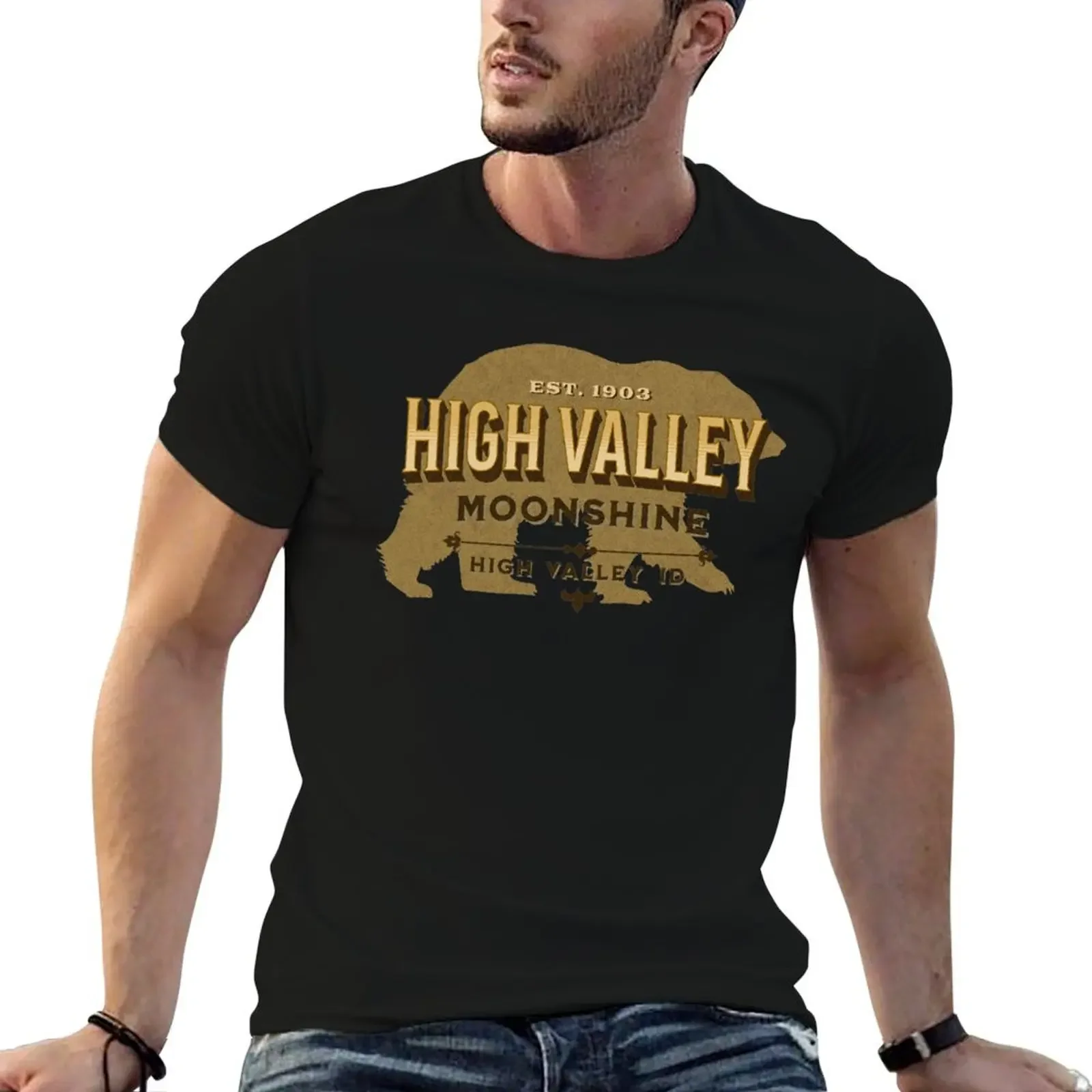 High Valley Moonshine T-Shirt anime t shirts Aesthetic clothing tshirts for men