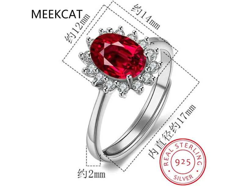 Oval Created Red Ruby Natural Garnet 925 Sterling Silver Princess Diana Earring+Necklace+Ring for Women Gemstone Jewelry Set