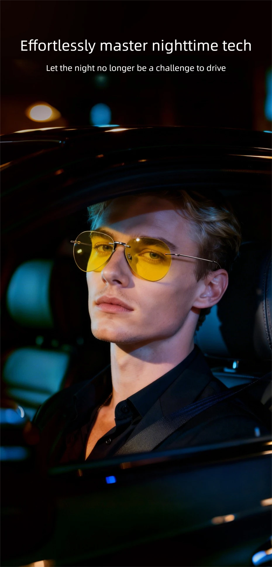 CAPONI Pilot Nachtsicht Randlose Sonnenbrille Ultraleicht Nacht Fahren Männer Sonnenbrille Photochrome Braun UV400 Gläser BSYS7466 – Detail 4