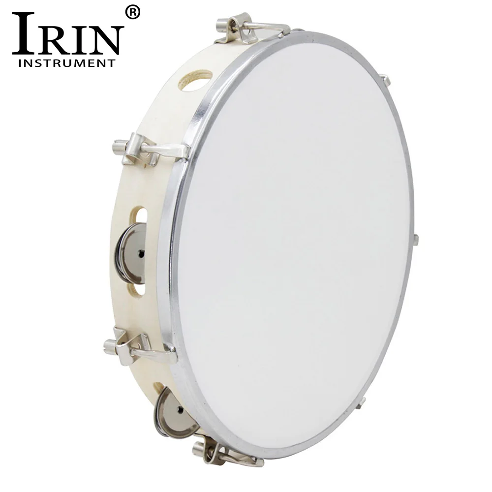 IRIN 10 Inch Tambourine Adjustable Wooden Panel Hand Held Bell Drum Percussion Music Toys For Kids Infant Enlightenment Tools