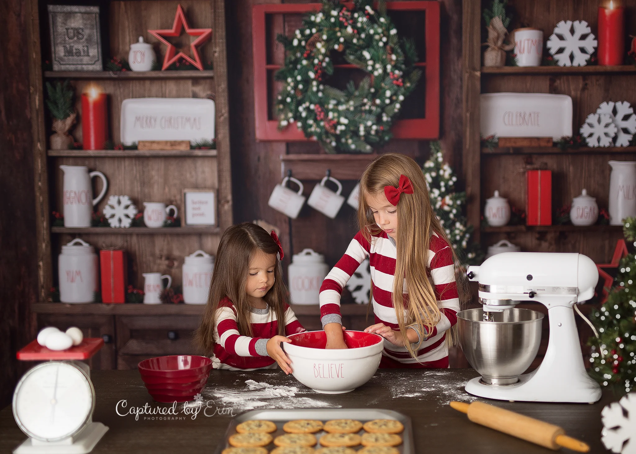 Merry Christmas Kitchen Backdrops Child Adult Festival Photography Baby Kids Photocall Decors Santa Claus Backgrounds