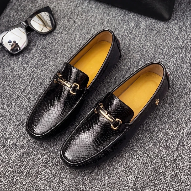 Fashion Designer Leather Loafers Men Comfortable Slip-on Men's Casual Shoes Lightweight Non-slip Driving Shoes Man Flat Shoes