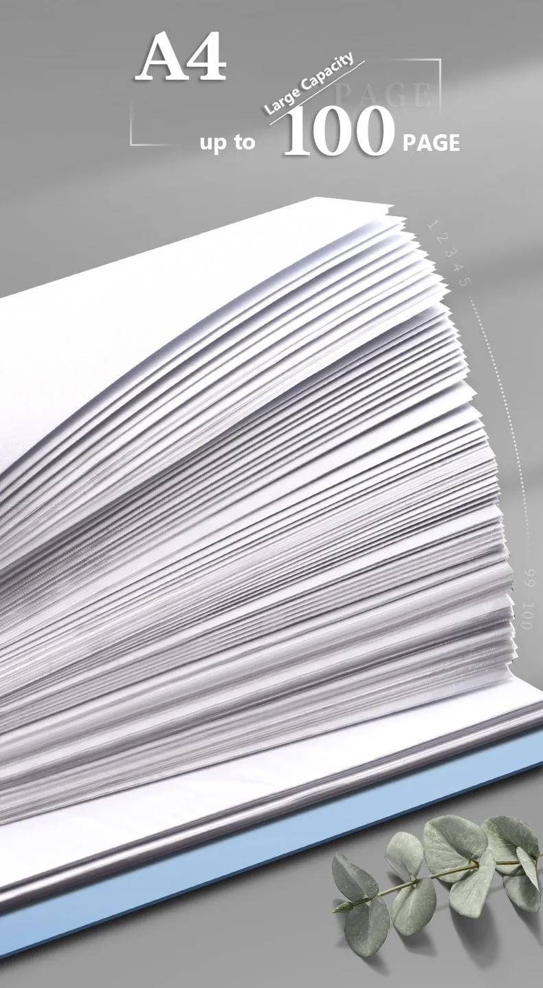 100 صفحة A4 كتاب واضح مجلد طويل منظم الملفات مجلد طويل منظم للمستندات 23.5x35 سنتيمتر اللوازم المدرسية #4