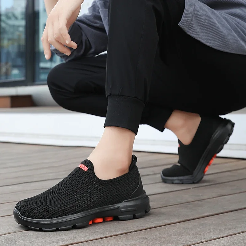 Men's Slip in Loafers, Casual Sports Black Walking Slippers, Mesh Breathable Tennis Shoes new blanace shoes 2025