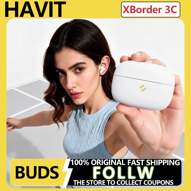 HAVIT Buds Active Noise Cancelling TWS Bluetooth Earphones Wireless Earbuds Waterproof Gaming Mode Accessories Fast Charging