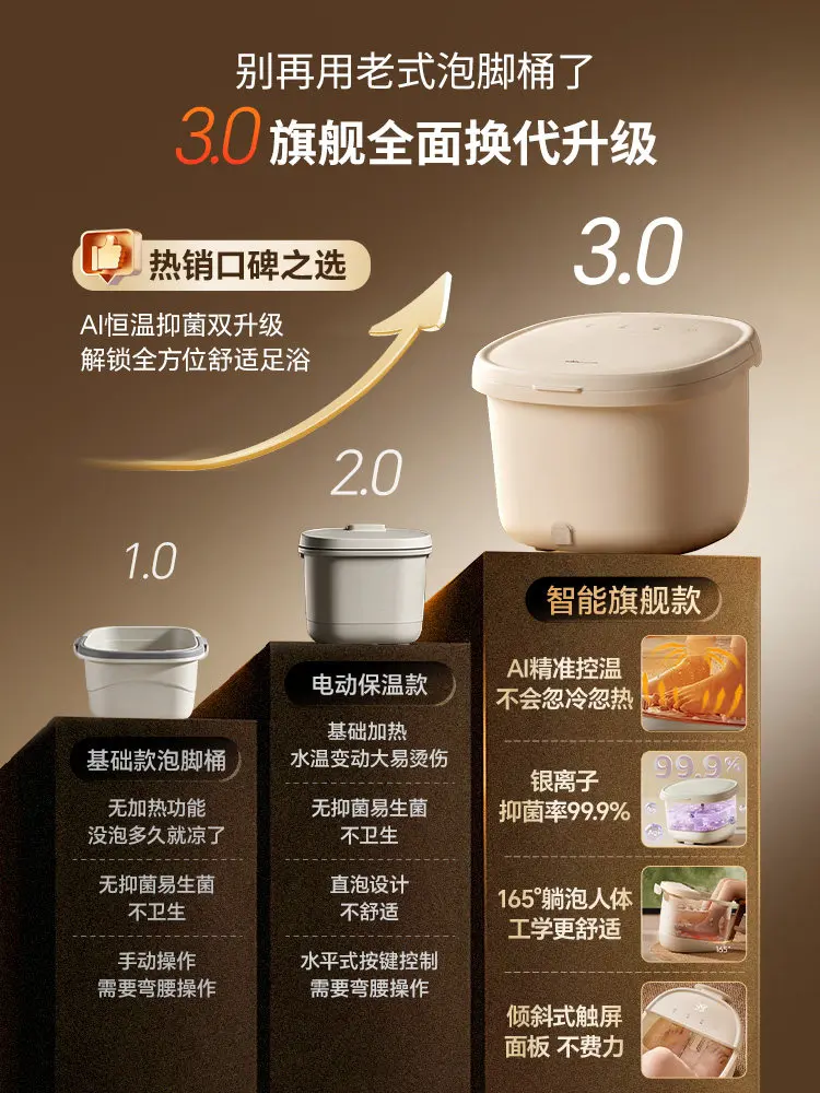 Electric Foot Bath Tub Constant Temperature Heating Massage Home Automatic Foot Spa Bucket Health Care Foot Soak Basin