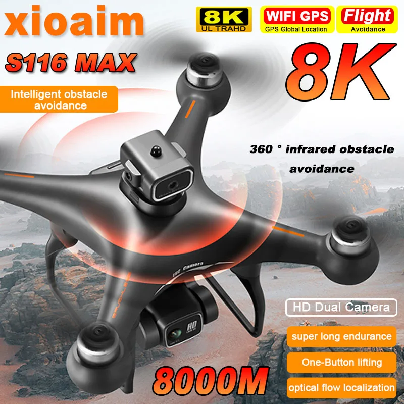 For Xiaomi S116 MAX Drone 5G 8K HD Camera Brushless Motor Obstacle Avoidance Helicopter Optical Flow Quadcopter RC for Toys