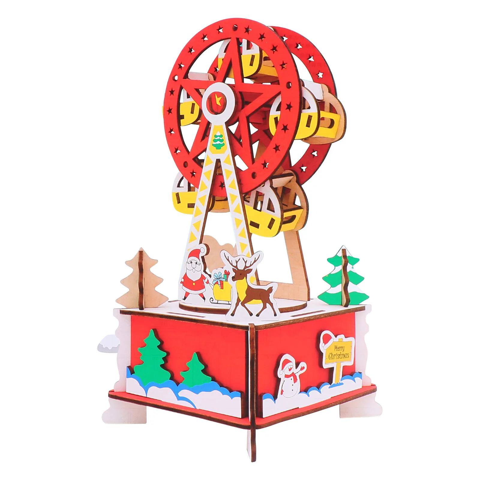 Ferris Wheel Jigsaw Puzzle Christmas Tree Decoration Hang Tag Toy Wood 3d Xmas Toys