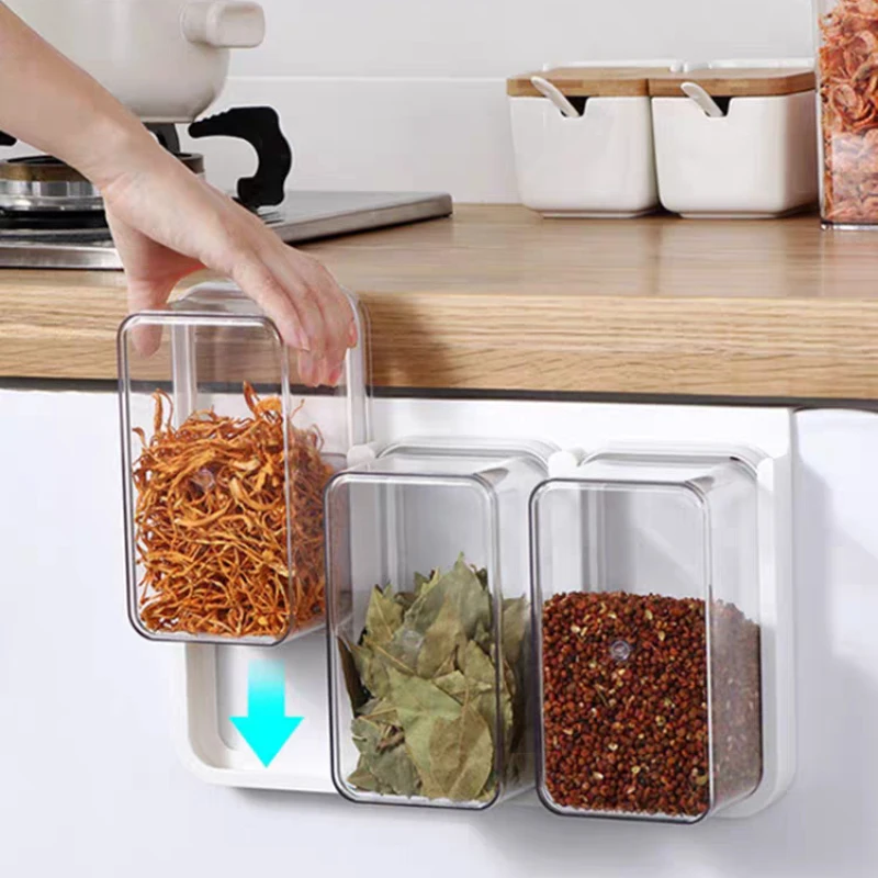 Food Grade Transparent Sealed Tank Kitchen Storage Tank Wall Mounted Pull-out Grain Storage Box