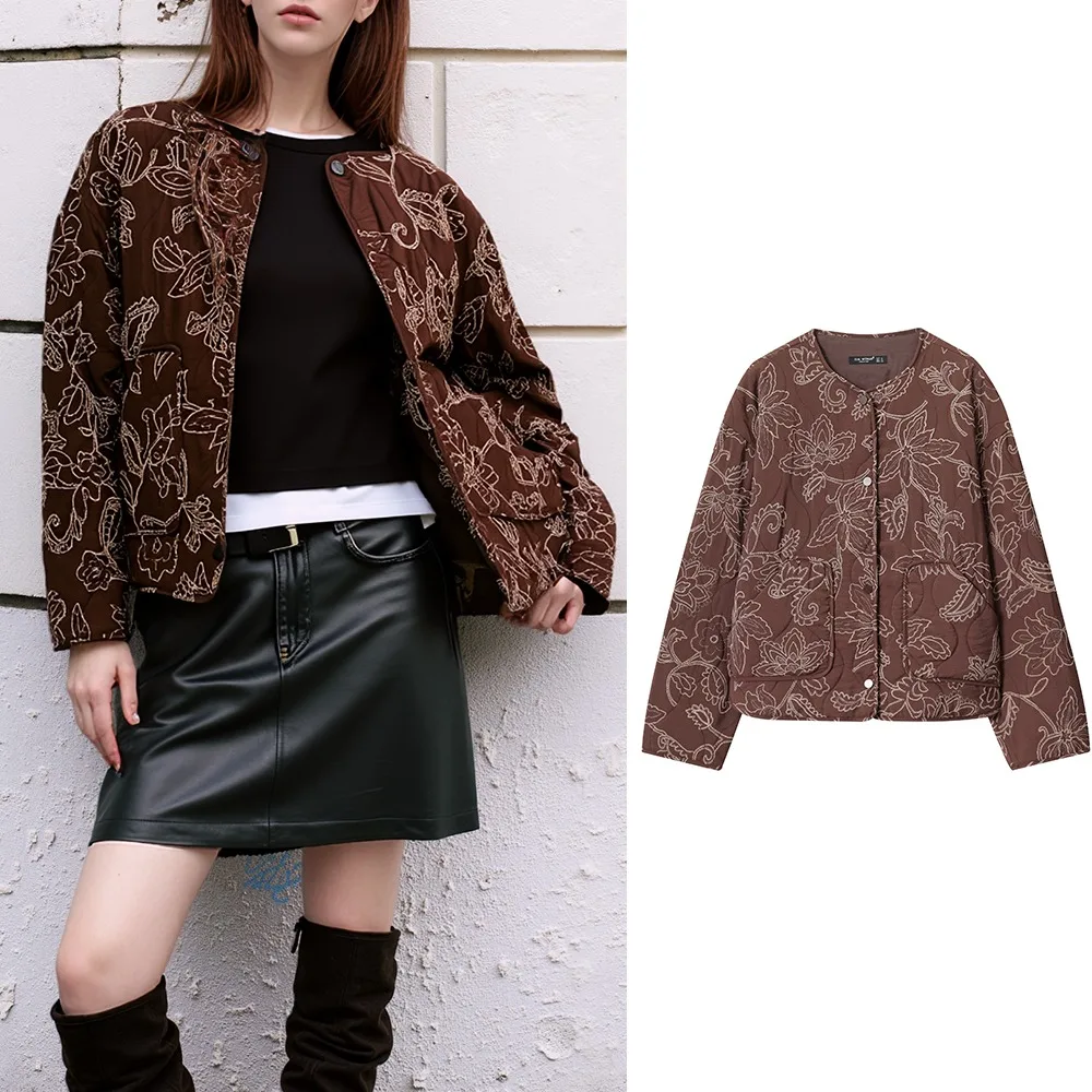 

Winter Coat Female Quilted Embroidered Bomber Jacket New in Fashion Casual Y2k Long Sleeve Classic Top Outerwear Female
