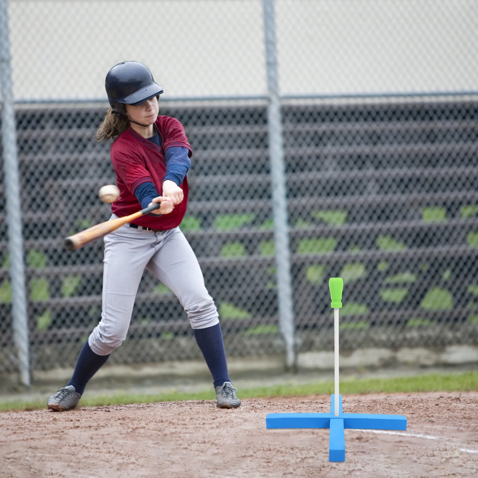 Kids Baseball Set with EVA Tee Holder, Batting Practice Rack for Hand-Foot Coordination Training