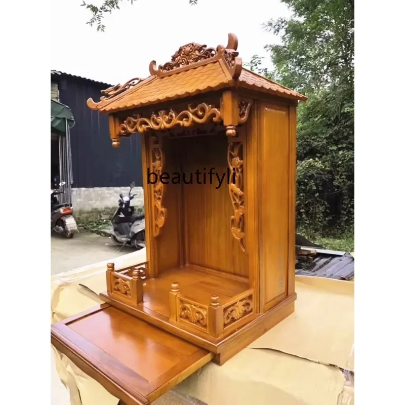 01 خشب متين بوذا ضريح سلف ترخيص منزل إله الثروة بوذا ضريح مذبح خزانة حائط الحائط #6