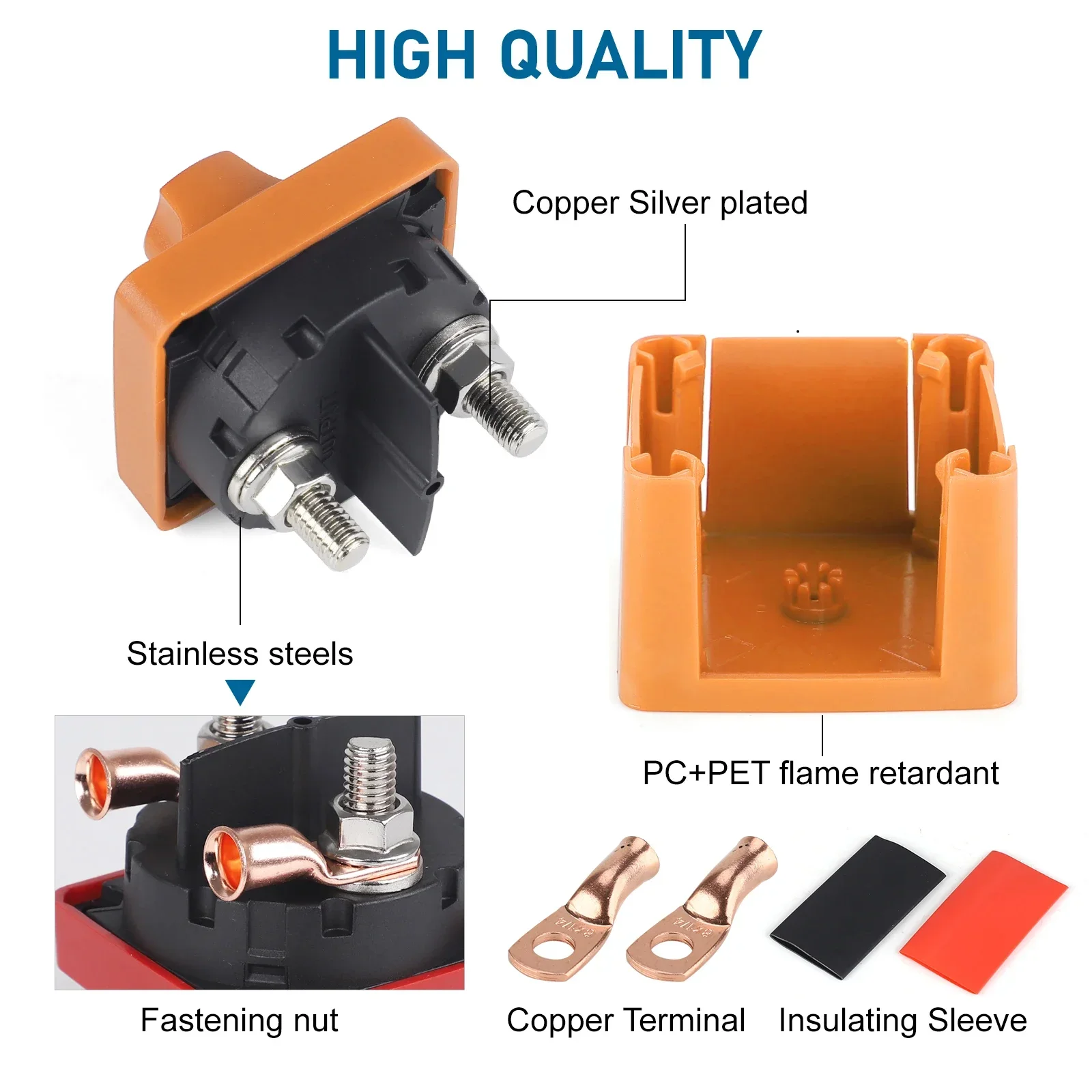 Wyłącznik akumulatora CNSPEED, mini przełącznik izolacyjny 2-pozycyjny (włącz/wyłącz) do kampera, łodzi, samochodu, akcesoria, odłącznik obwodu 300A 12V-48V