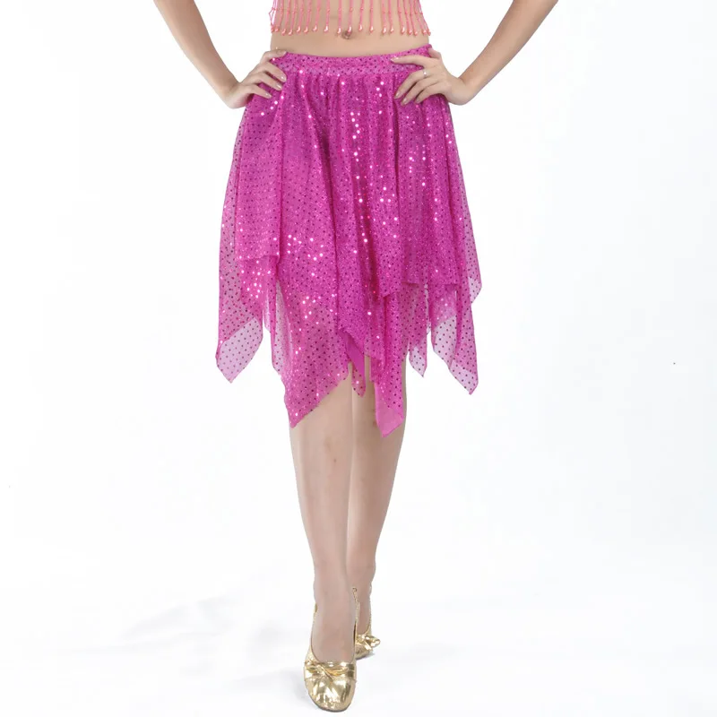 12สี Candy Sequins Tribal Belly เต้นรำผ้าพันคอสะโพกเข็มขัด Bellydance กระโปรงเอวผู้หญิงเซ็กซี่ Tribal Belly Dance เต้นรำ