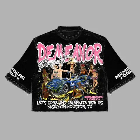 Kvinnors Harajuku Klein Stone Embroidery Crop T-shirts Y2k Gothic Grafisk Herr Hiphop Tryck Långärmade T-shirts Bomull Lösa Toppar 8 best sales crop top xl - №7