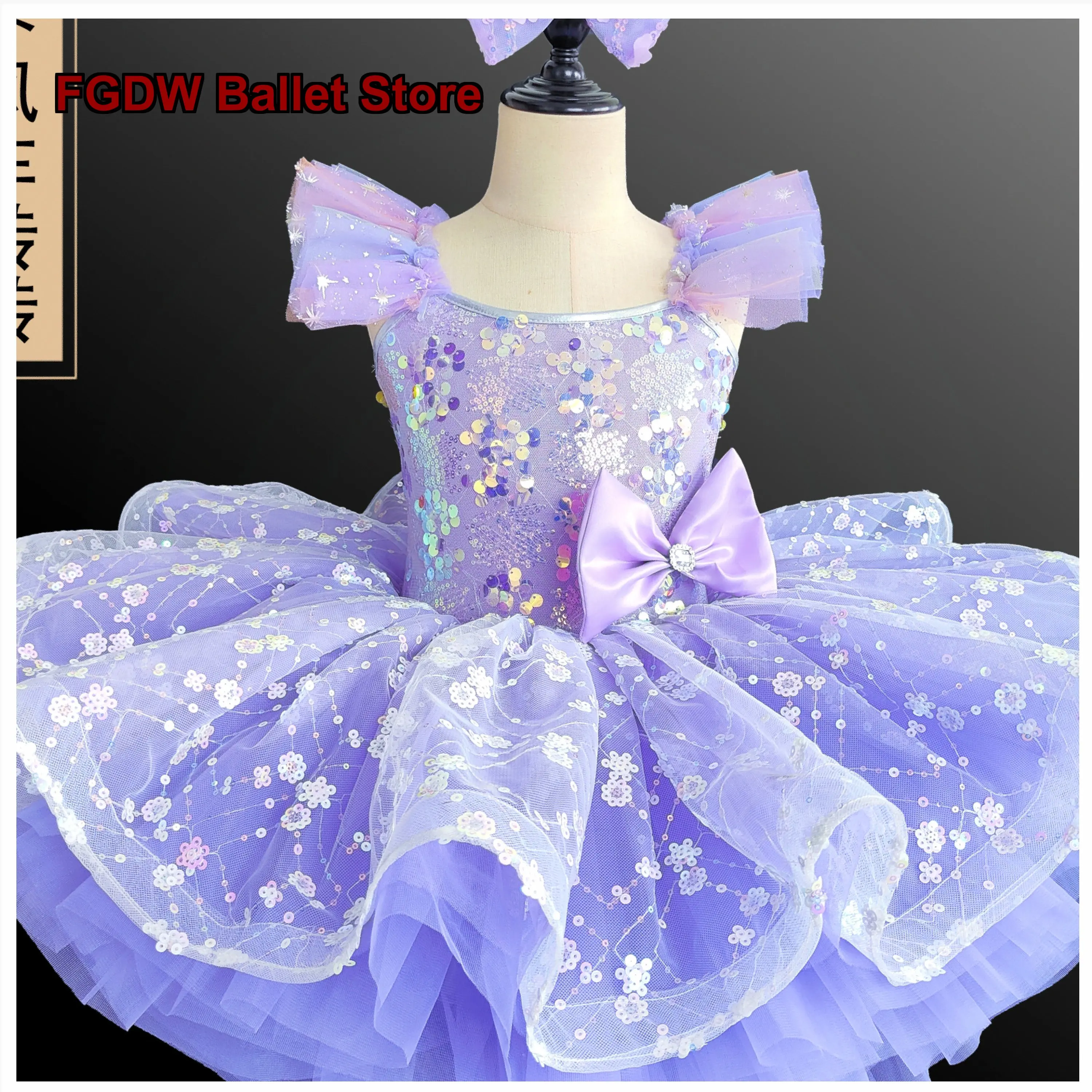 Children's Girls' Puffy Tutu Little Swan Skirt Performance Stage Choir Princess Skirt Show Kids