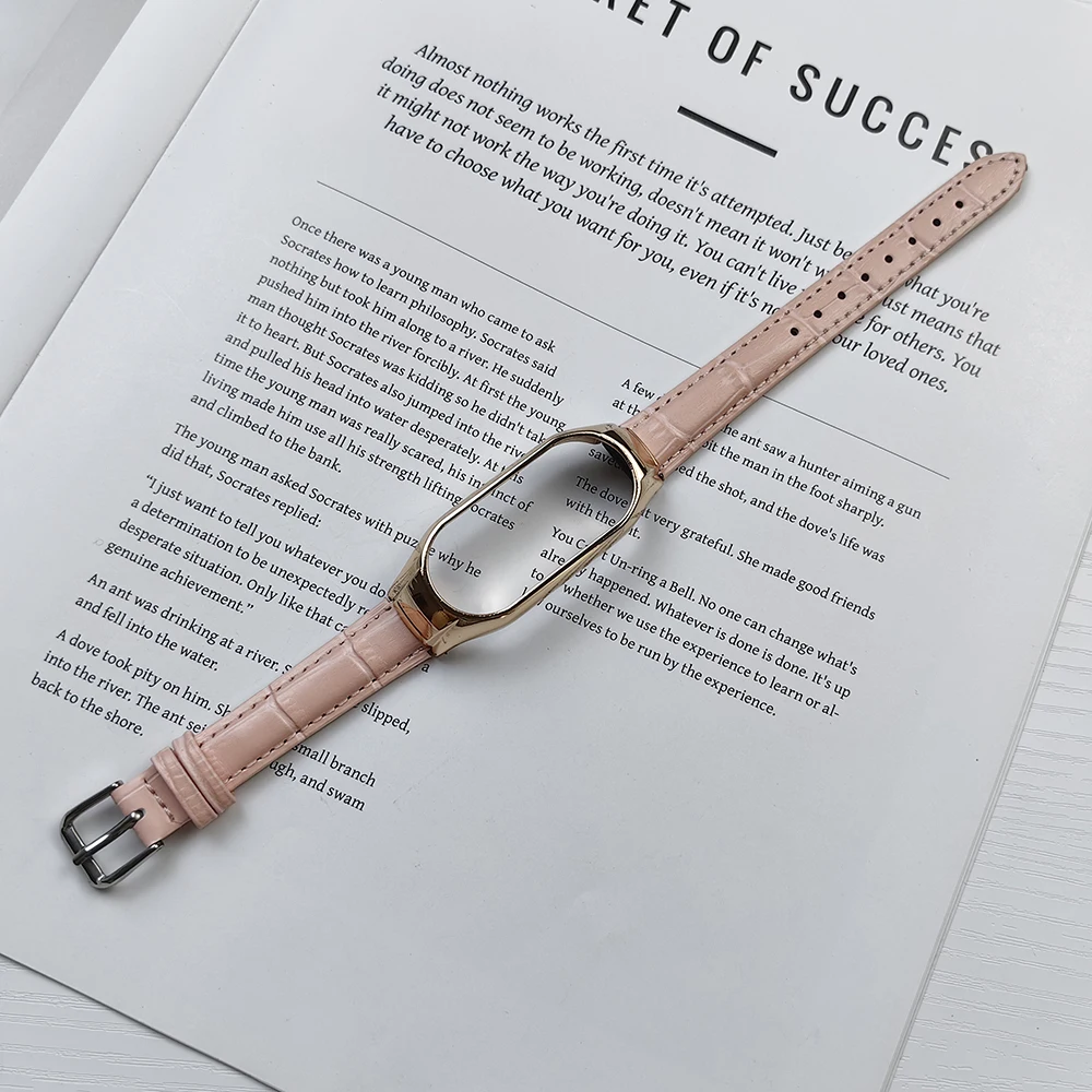ソフトレザーストラップ+ステンレススチール保護ケース Xiaomi Mi Band 8 7 6 5 4 3、Xiaomi Smart Band 3 4 5 6 7 8 ループに対応