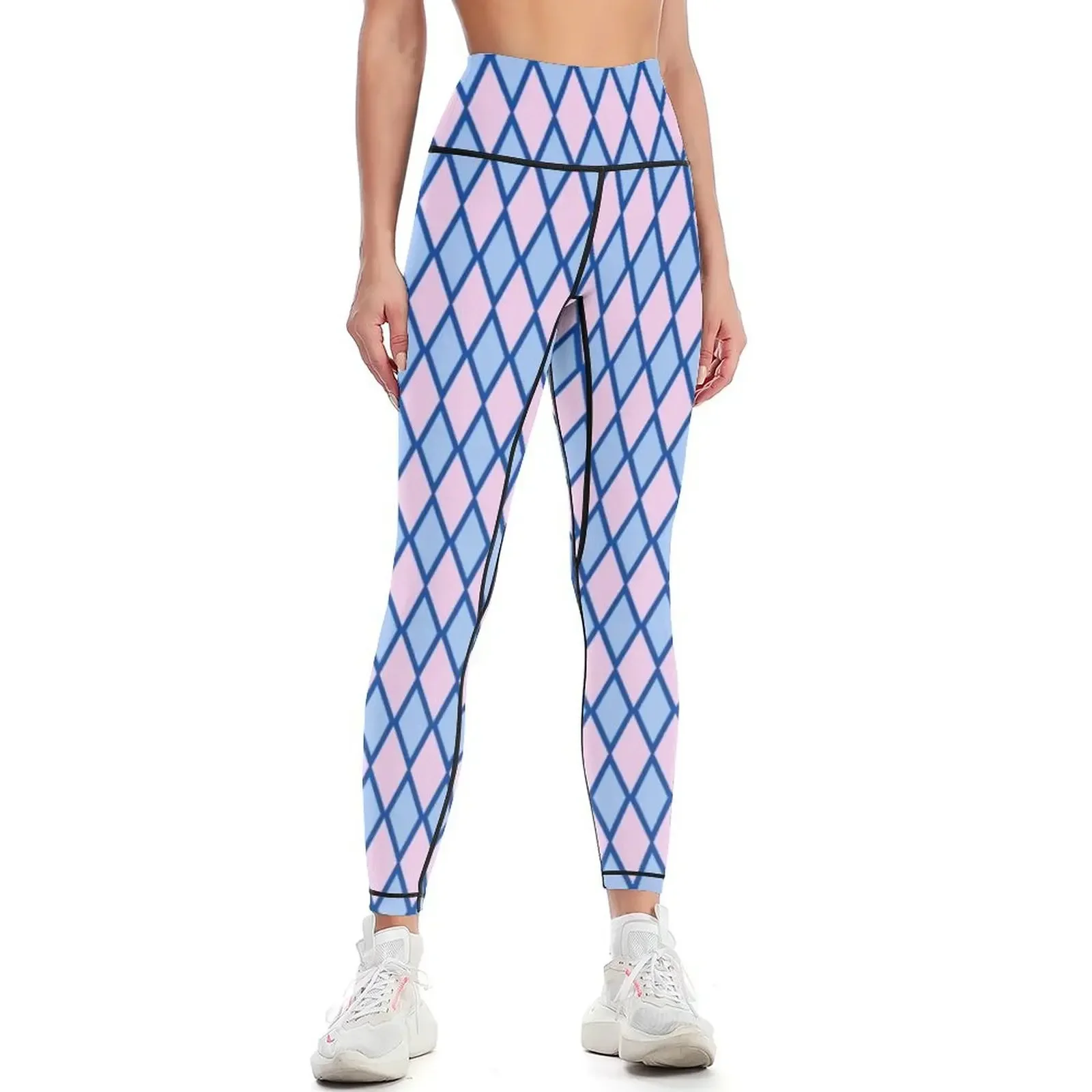 

Blue and Pink Diamond Shape Pattern Leggings legging gym Women's trousers Women sportwear sport set Womens Leggings