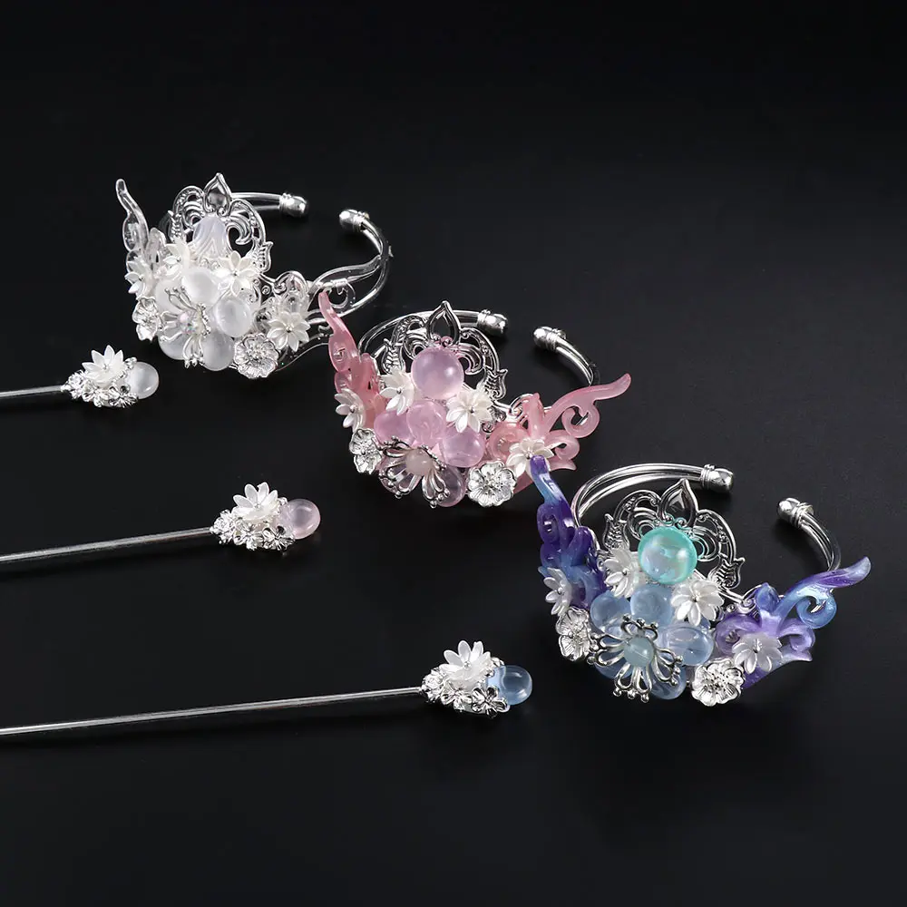 1Pc Vintage Floral Hair Stick Women Men Circel Hairpin Chinese Style Hair Fork Fashion Headwear Couple Hair Accessories