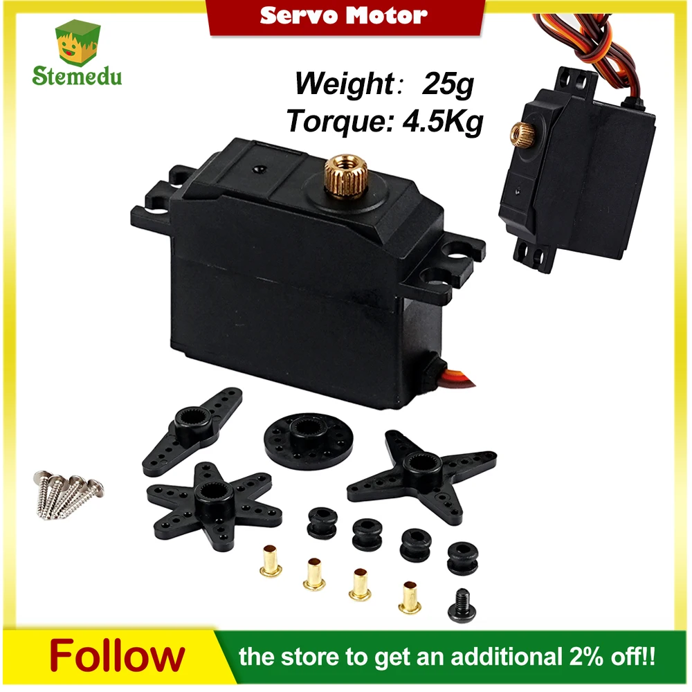 Servo digitale RC leggero da 25 g Servo motore con spazzola di carbone sterzo da 180/270/360 gradi per modellini di auto droni robot