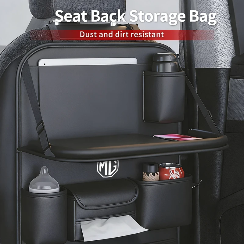Car SeatBack Storage Bag Tissue Box Tools Organiser Anti-Kick Pad For Morris Garages MG 3 5 6 7 HS ZS GS Hector TF GT ZR RX5 RX8