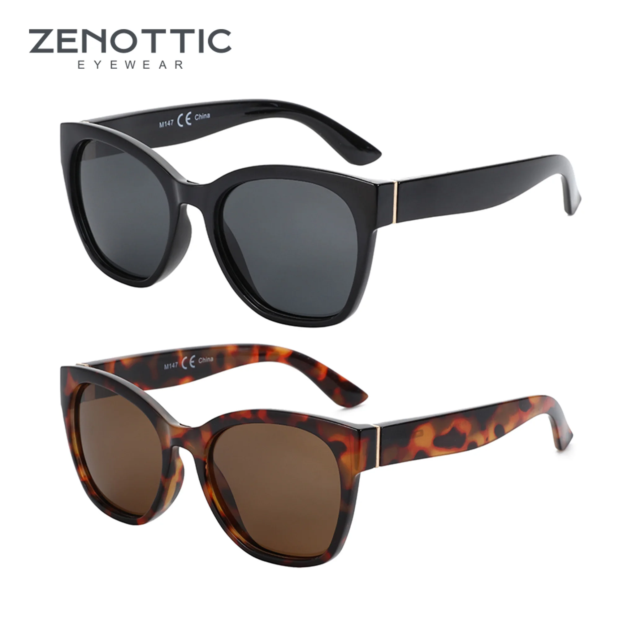 ZENOTTIC Original polarisierte Sonnenbrille mit dickem Schmetterlingsrahmen für Damen, klobige UV400-Schutz-Sonnenbrille