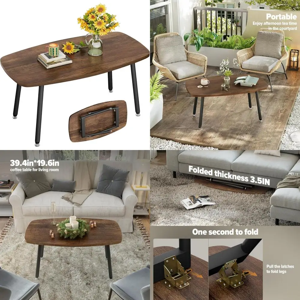 

Компактный журнальный столик из орехового дерева для небольших помещений, портативная мебель для гостиной, 39,3x19,6x17,7 дюймов