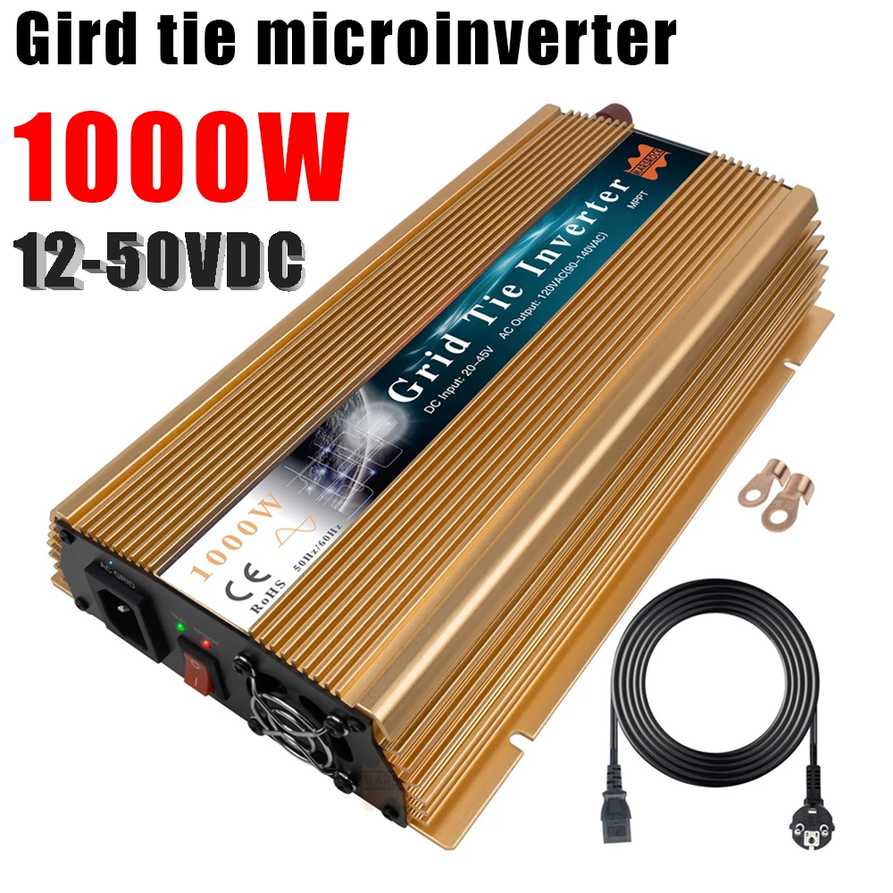 1000W Grid Tie Solar Inverter 18-50V DC To AC 110V 220V MPPT Pure Sine Wave Micro Inverter For Solar Panel Home Appliance