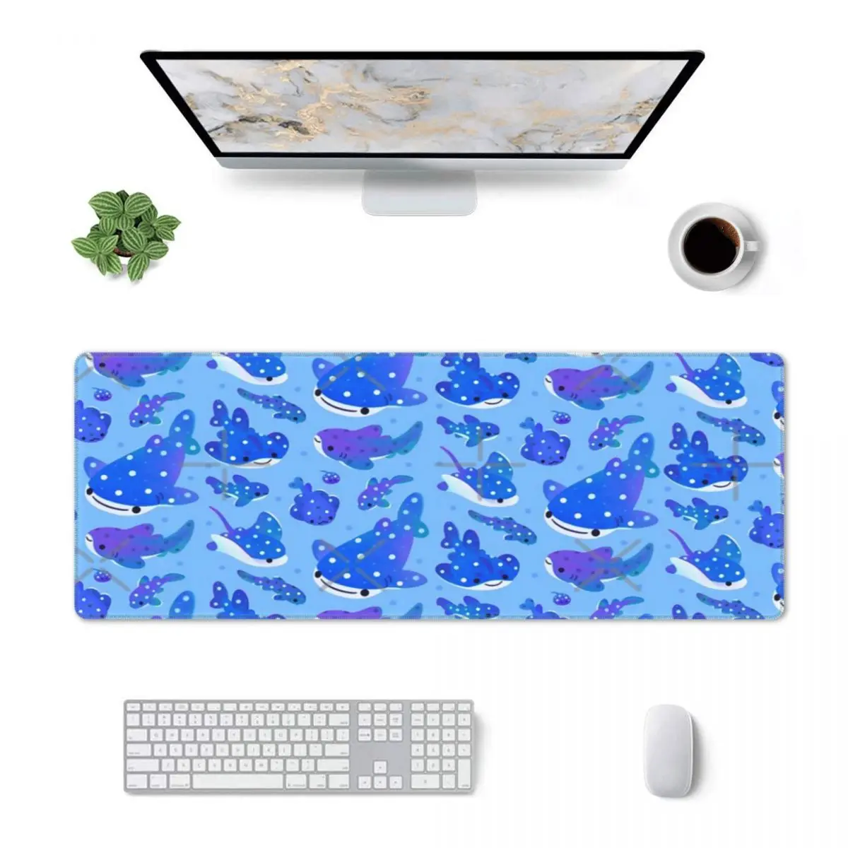 Polka Dot Shark Rubber Keyboard Pads