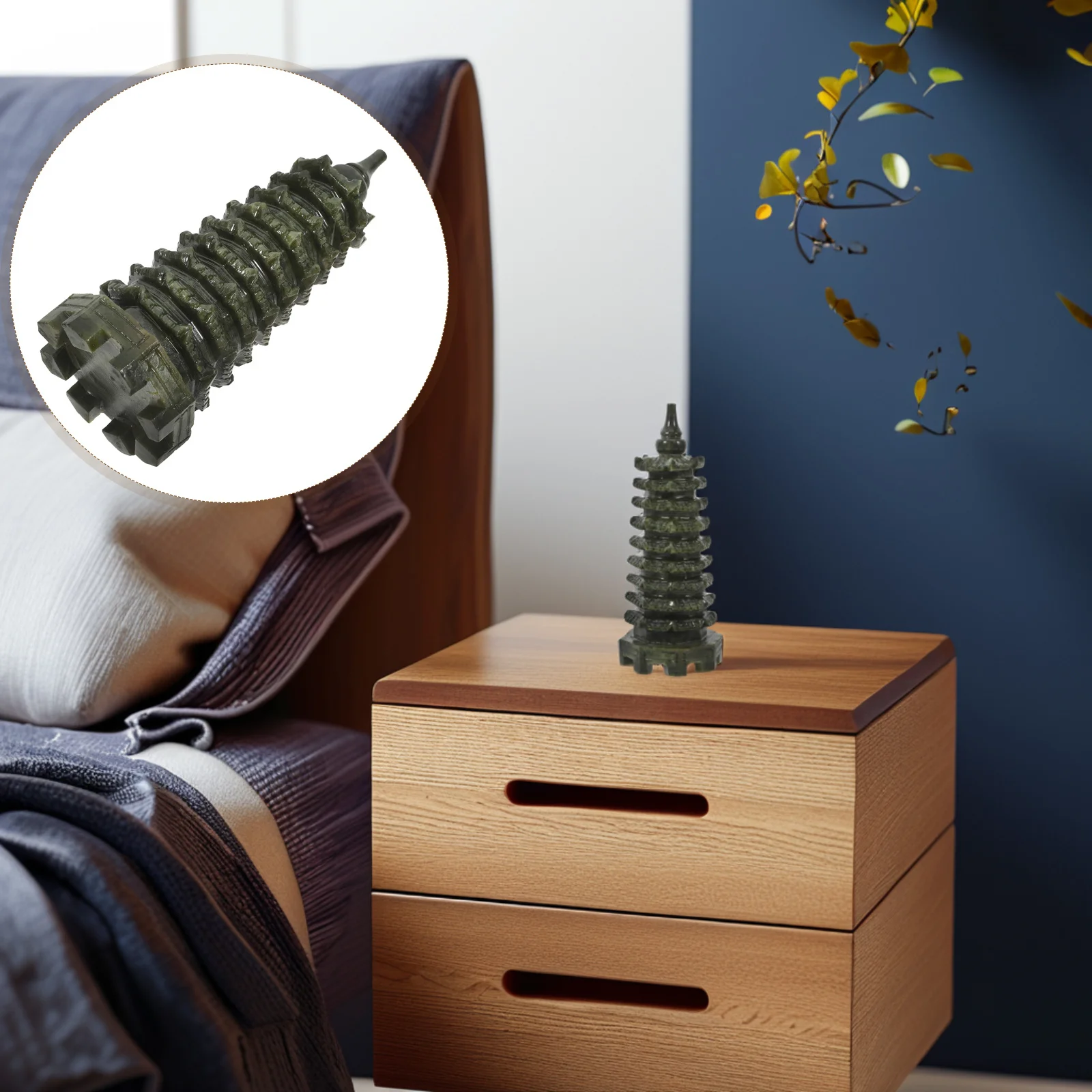 16 سنتيمتر Wenchang معبد اليد منحوتة اليشم فنغ شوي برج للمنزل مكتب ديكور إيجابي الطاقة تعزيز البوذية معبد الفن