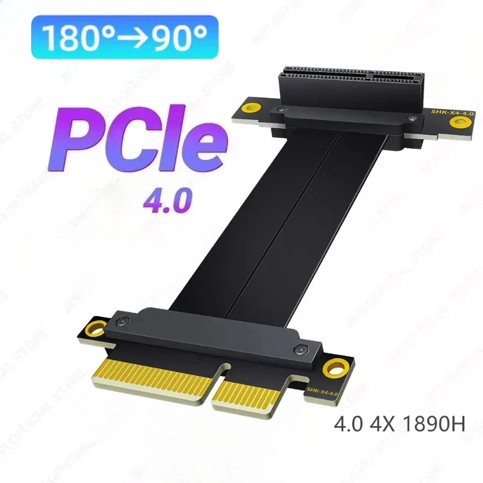 

10 см PCI-E 4.0 X4 Riser Cable 90 градусов PCIe Gen4 4X to 4X Удлинительный кабель PCI Express Riser Card Удлинитель ленты для ПК