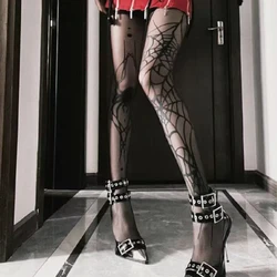 Gothic Spider Pattern Stockings For Women Fashion Leggings Cobweb Printed Pantyhose Lolita Halloween Party Tights Sexy Lingerie