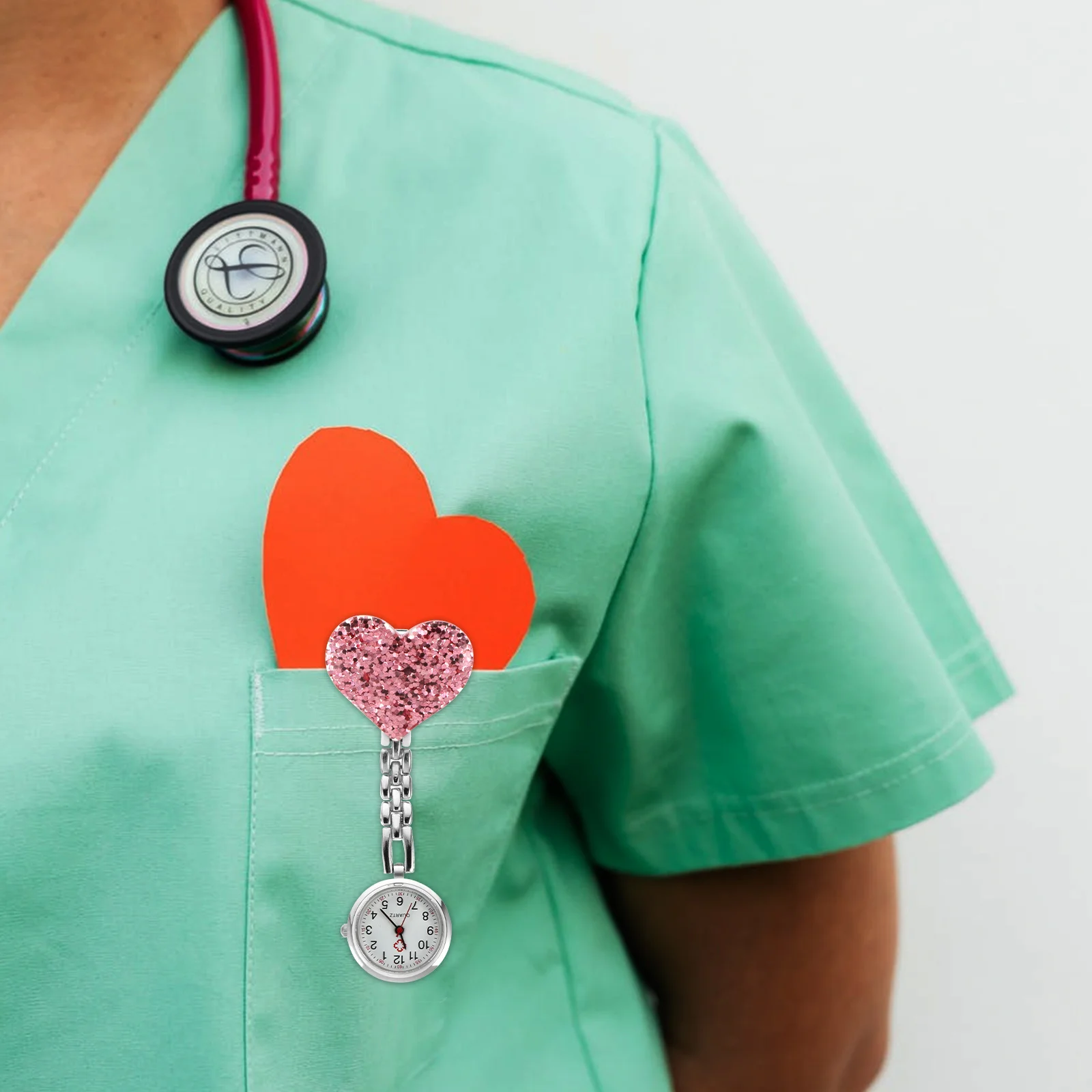 

3pcs Love Designed Hanging Pocket Watches Clip-On Nurse Alloy Nursing Pocket Watch With Time Function Nurses Fob Watch