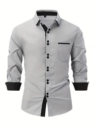 Chemise à rayures monochromes pour hommes, bouton à revers Abu, nouveau, 2024 Haut de base pour garçons, vêtements quatre saisons, mode de rue, vente