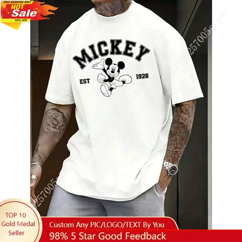 

Disney Mickey Mouse Casual Cartoon Print Short Sleeve T-Shirt For Men Summer Oversized Shirt Family Matching Outfits Y2k Clothes