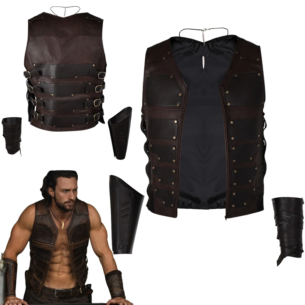 Kraven the Hunter Cosplay Fantasia Vest Jacket Hand Guard Costume Disguise For Boys Men Adult Halloween Carnival Party Suit