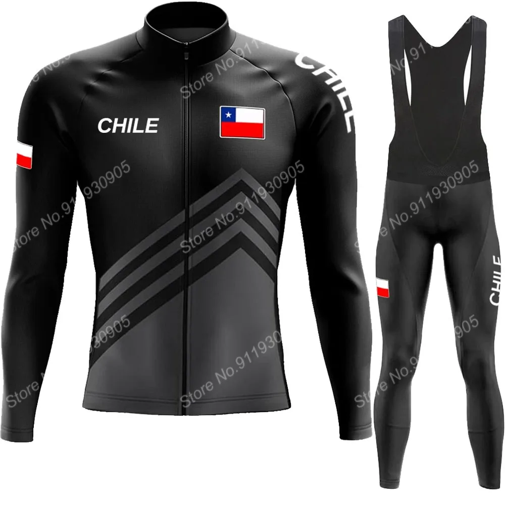 2022 Chile National Team Cycling Jersey Set Men Summer Long Sleeve Clothing Suit MTB Bike Road Pants Bib Maillot Ropa Ciclismo