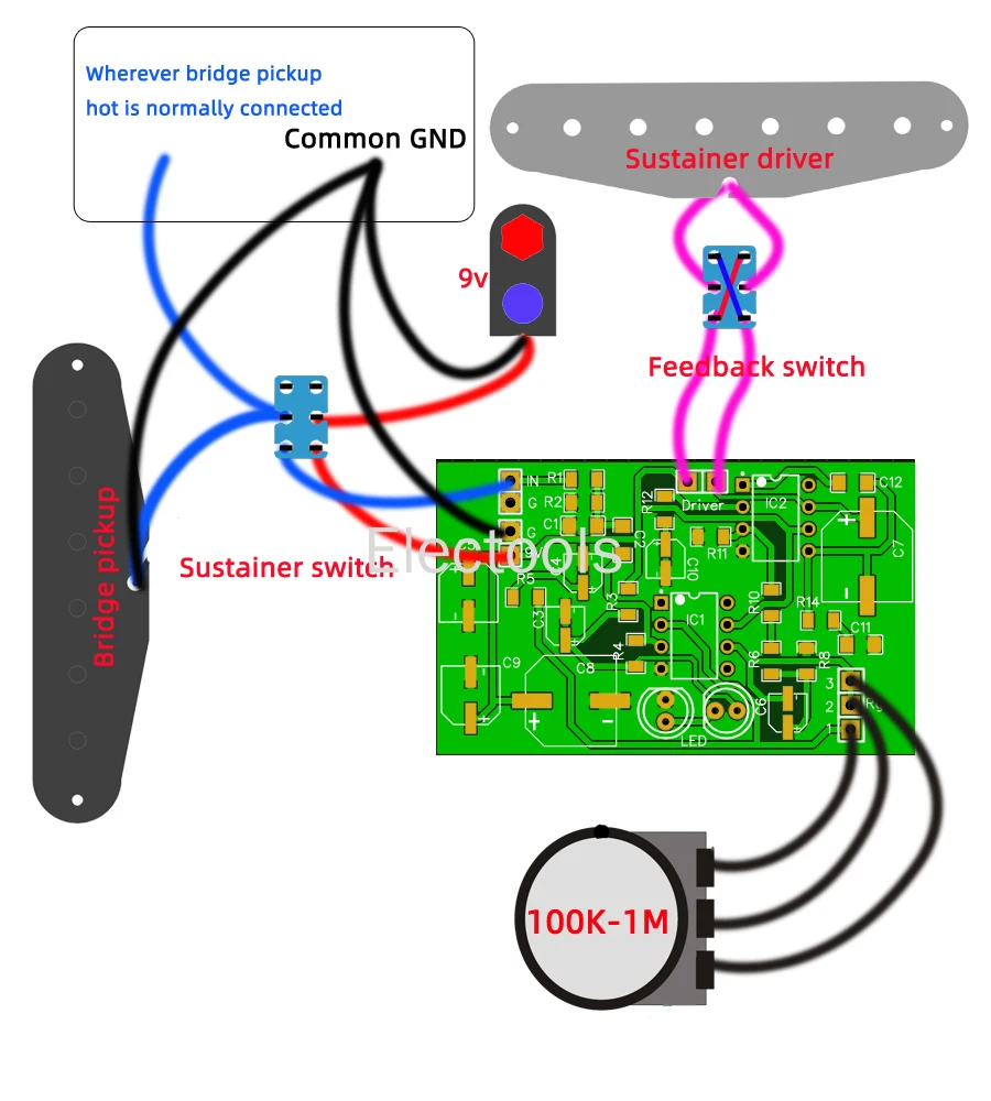 Unlimited Diy Guitar Modified Electric Guitar Fermata Sustainer Drive Circuit Board Infinite Delay Module