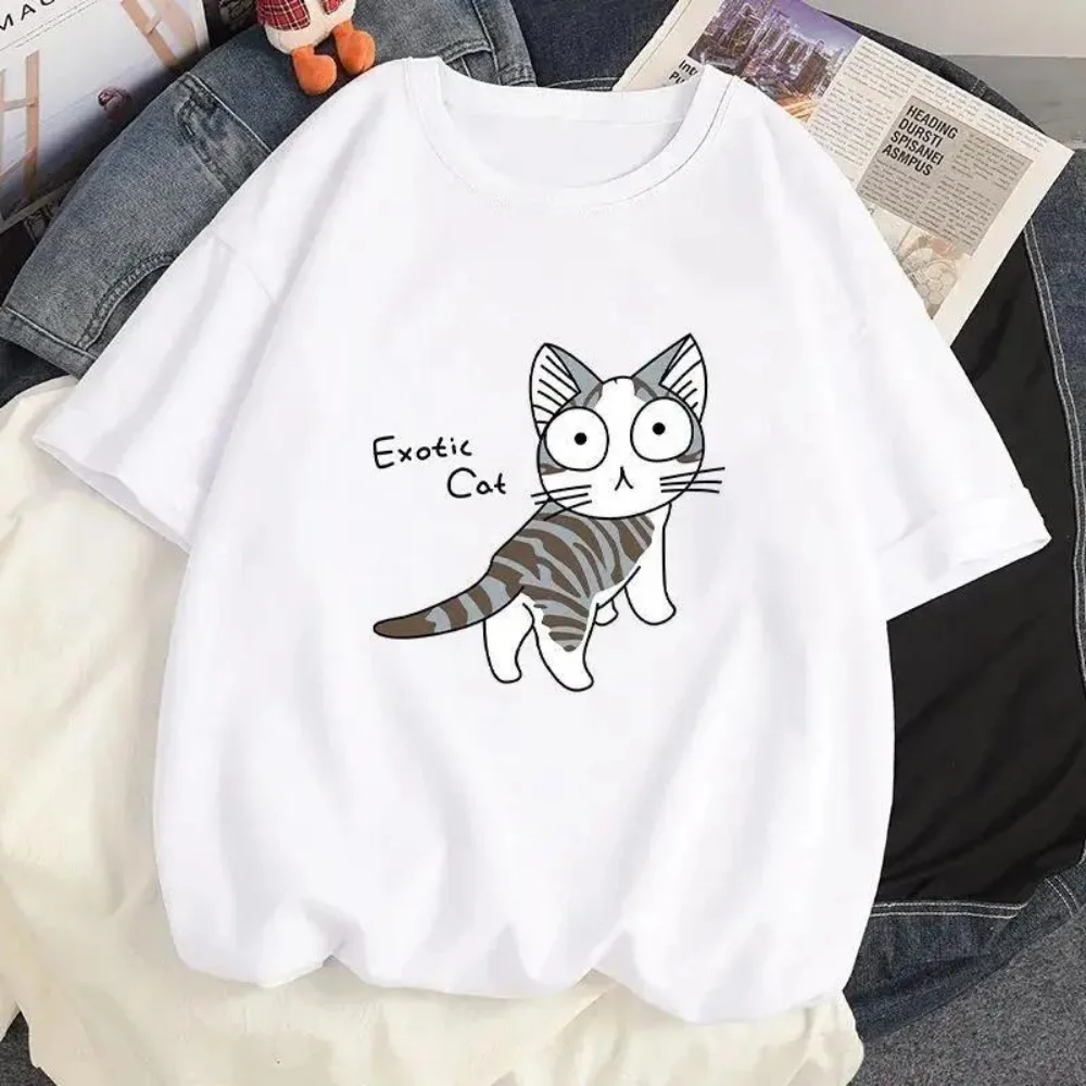 Fashion 3d Print Tees Summer Kawaii T-shirt Japanese Cartoon Cute Cat Short Sleeved Tshirt Pet Graphic Blouse Streetwear Clothes