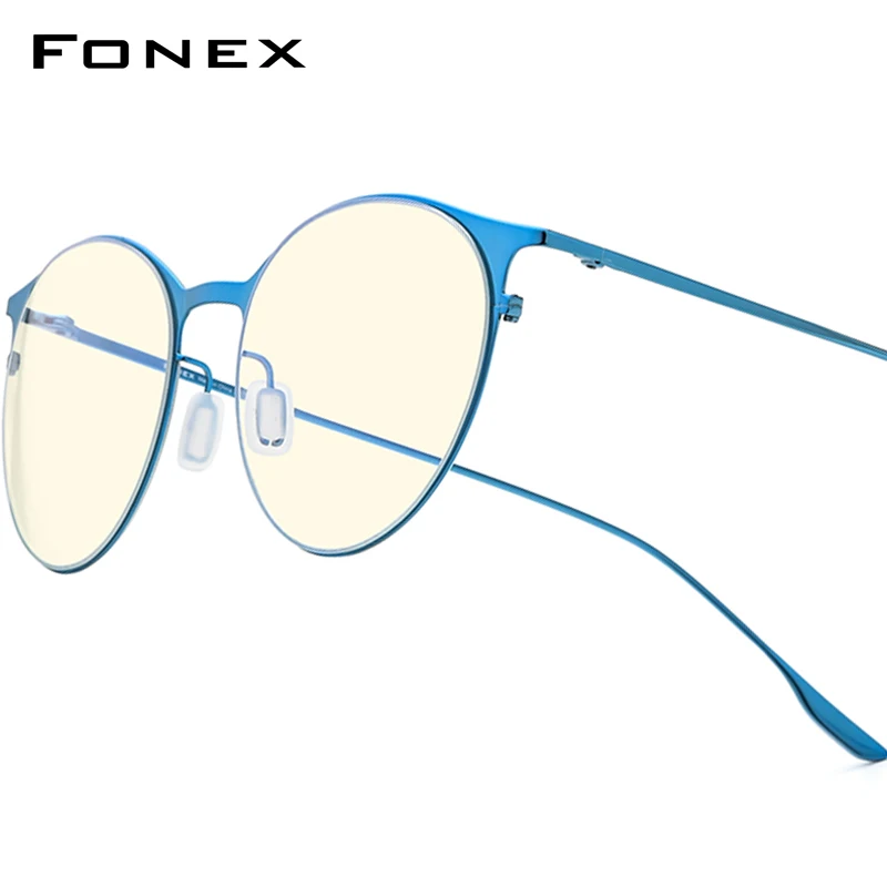 FONEX Anti Blue Light Blocking Glasses Women Brand Design Vintage Round Antiblue Computer Eyeglasses Men Japanese Eyewear AB016