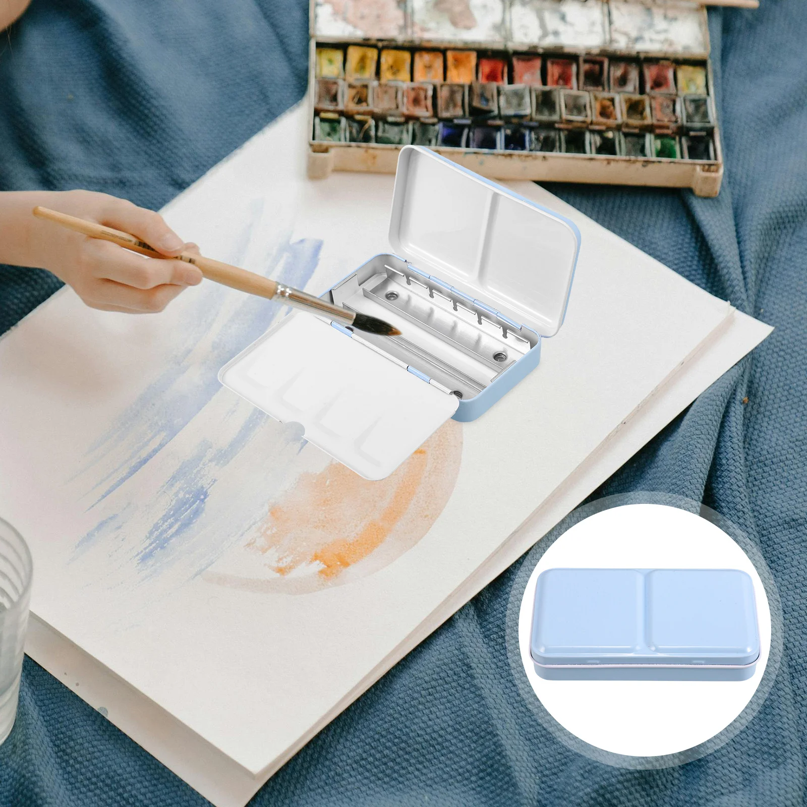 

Watercolor Paint Box Empty Metal Tin For Solid Pigments Portable Palette Storage Case Durable Mini Travel Art Supply Organizer