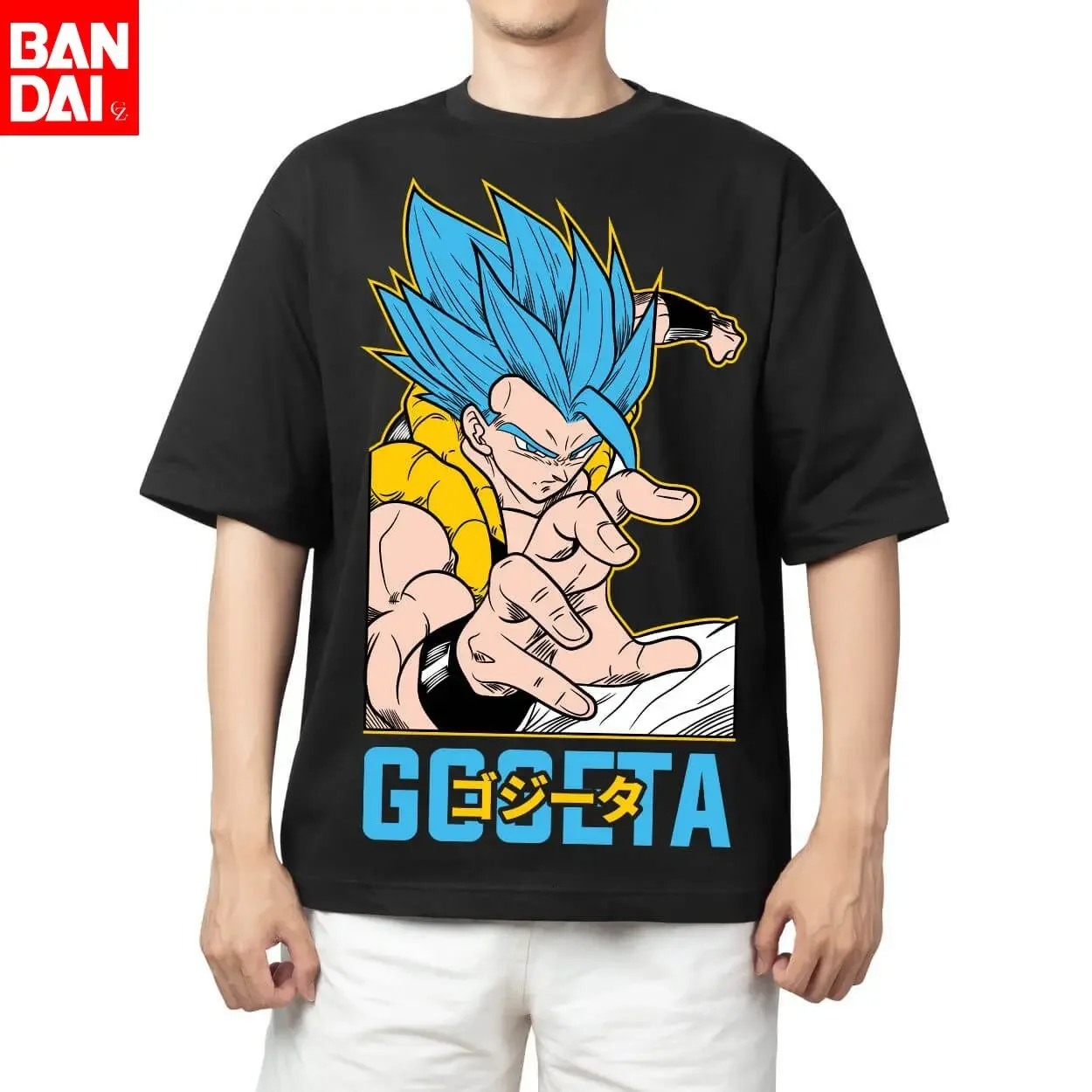 

Мужская хлопковая футболка оверсайз с принтом в стиле манги и японской катаканы «Гогета» по мотивам Dragon Ball Super Gogeta Super Saiyan Blue Form