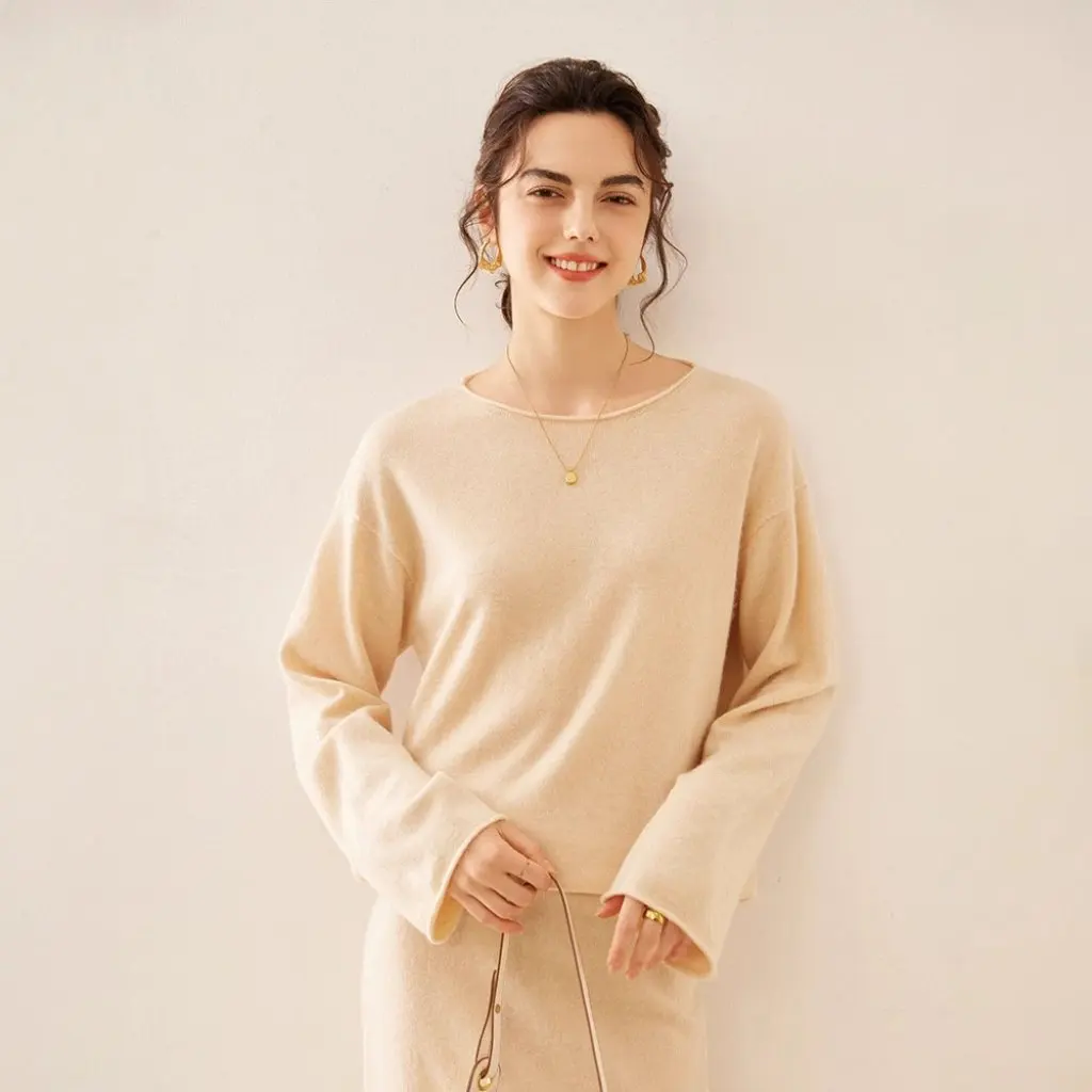 

Women's Lazy Style Solid Color round Neck Pullover Sweater Loose Fit Autumn Winter Thickened Cashmere Knitwear