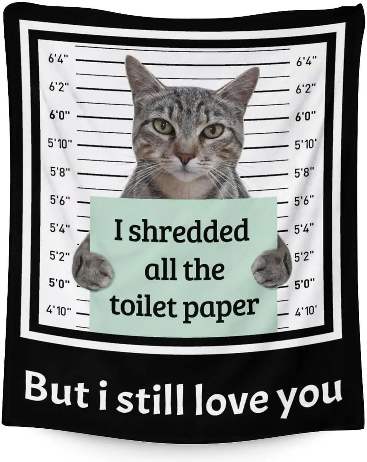 Funny Cat Owner Gift Blanket Throw Novelty Meme Toilet Paper Shredded Cat Lover Pet Decor for Him Her Cat Mom Dad Gift