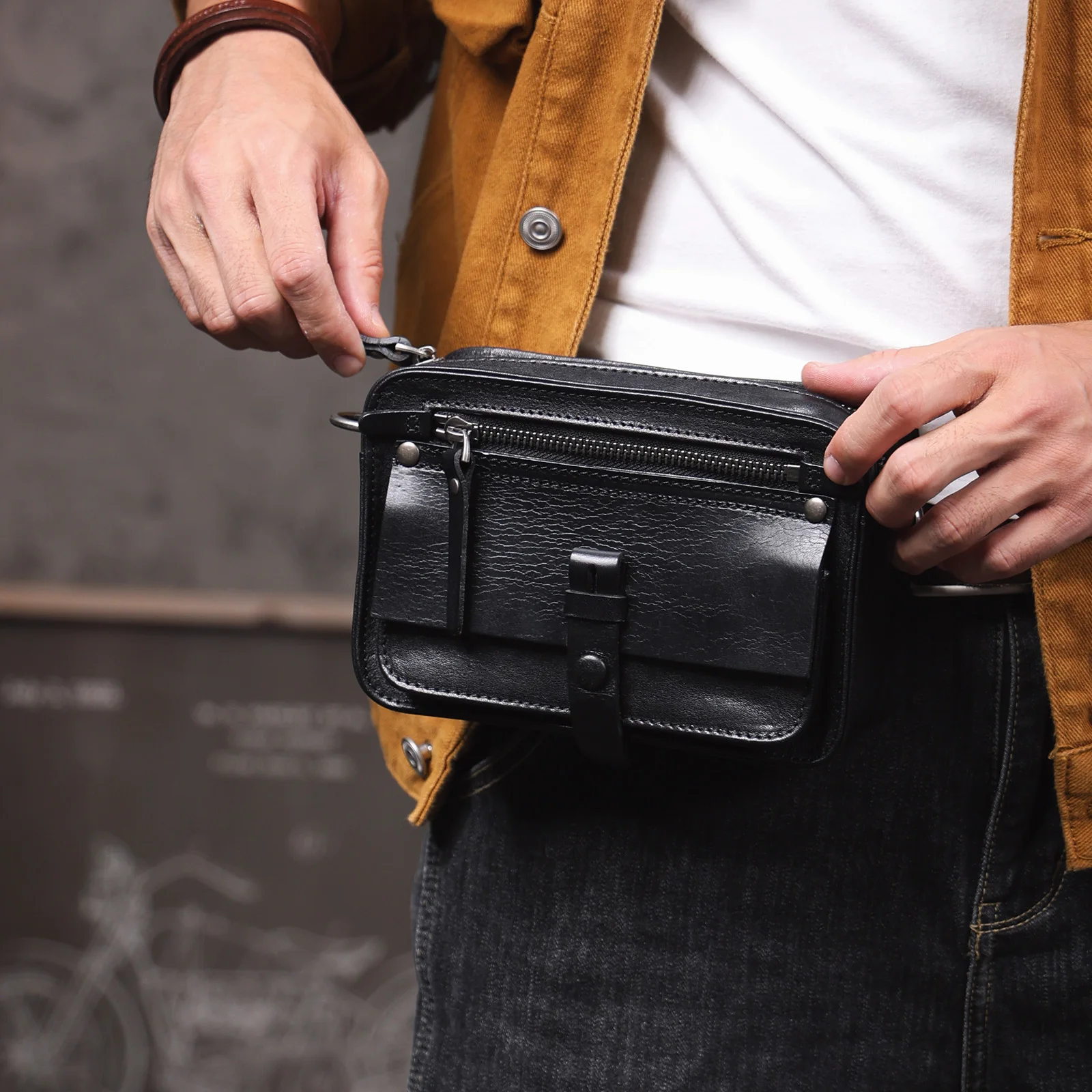 Vintage-Umhängetasche für Herren aus hochwertigem Rindsleder, modische Casual-Crossbody-Tasche, pflanzlich gegerbte Echtleder-Schultertasche – Detail 9