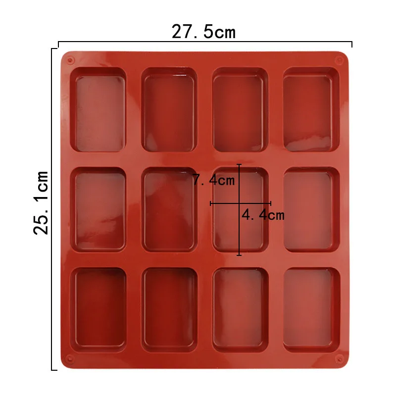 12 Cavity DIY Soap Making Supplies 3D Silicone Cake Mould Rectangle Shape Silicone Handmade Baking Mold Soap Mold