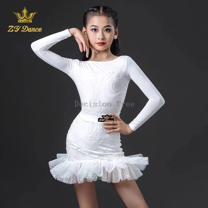 2025 new children's latin dance dress set girls training skills grading competition schedule slimming latin performance costumes view 6