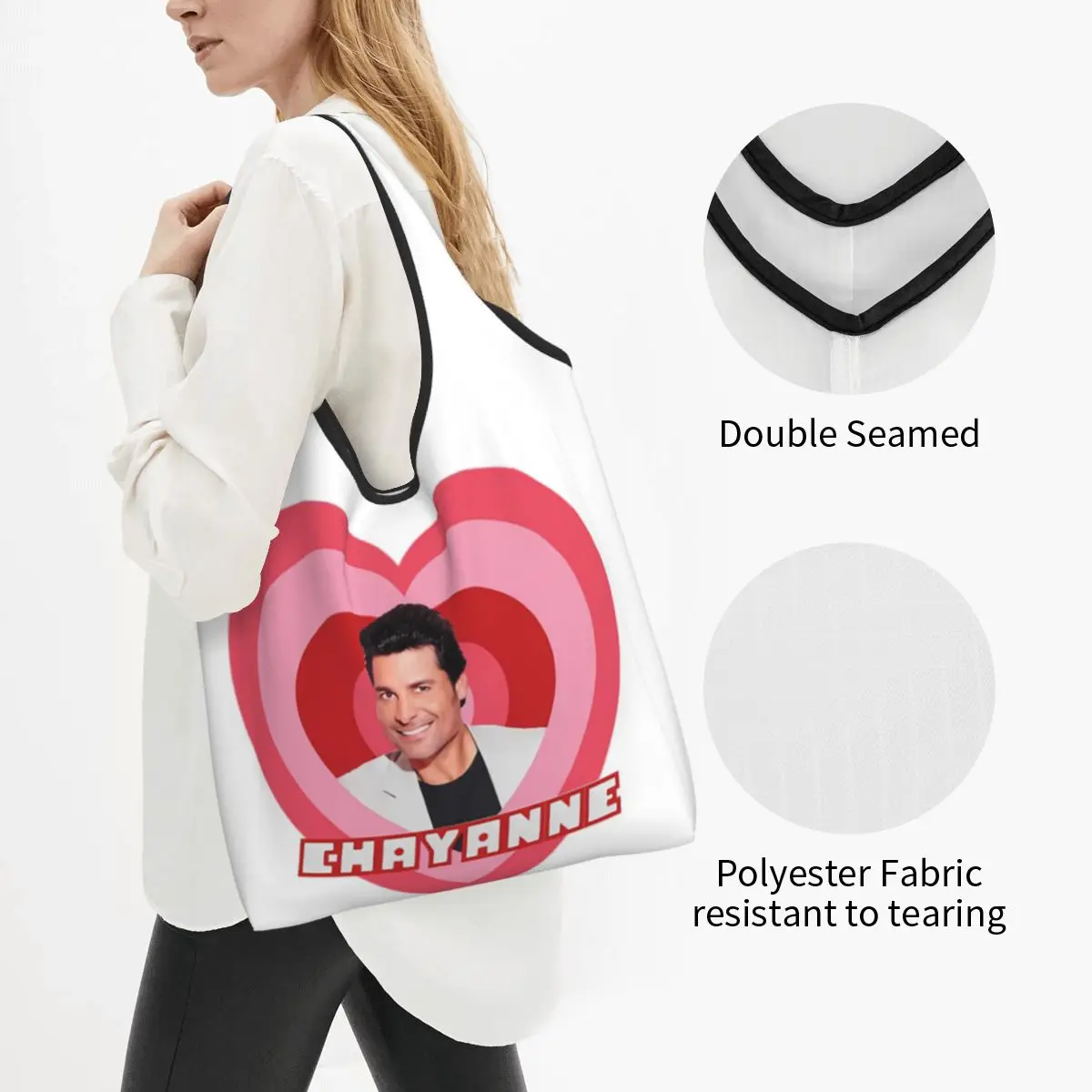 Chayanne Is A Powerpuff Girl Portable Tote Shopping Bags Large Capacity Shopper Bag Groceries Handbag Shoulder Bag